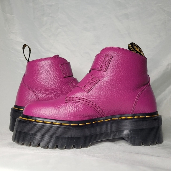 Dr. Martens Devon Heart leather platform boots  in Fuschia Pink - Picture 4 of 7